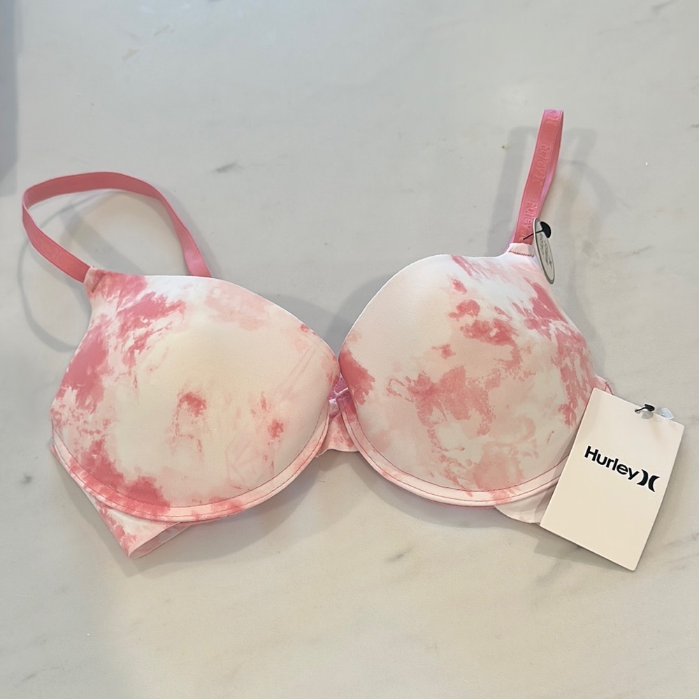 Hurley NWT Pink tie-dye Bra women’s size 34C